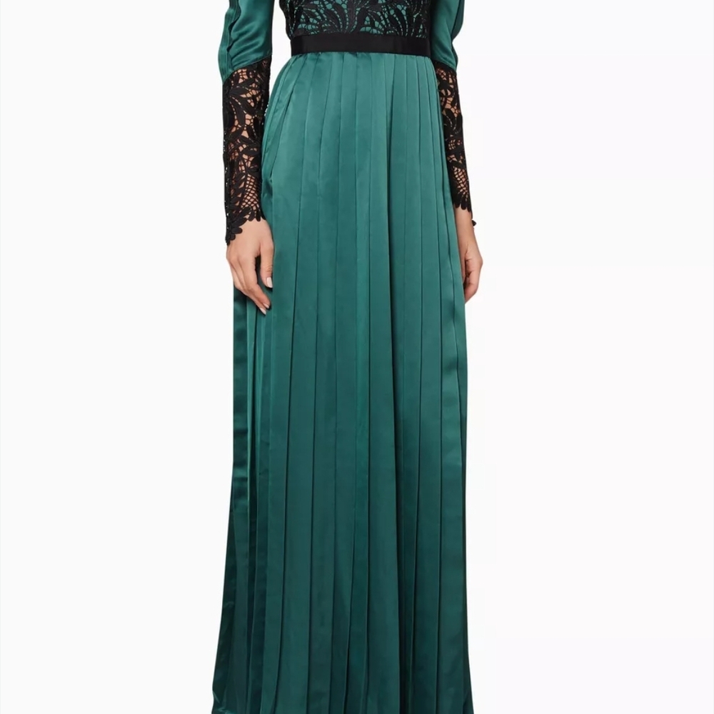 Self-Portrait Teal and Black Long Sleeve Dress - Picture 6 of 7